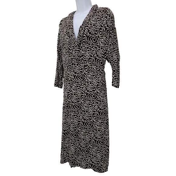 Susan Bristol Womens Midi Dress Brown Abstract Floral Rayon Knit Office Size 12 - Picture 5 of 13
